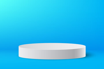 product display white podium stand pedestal on blue background