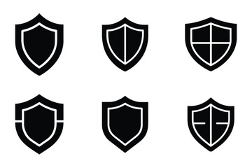 Shield outline silhouette icon set on white background