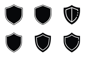 Shield outline silhouette icon set on white background