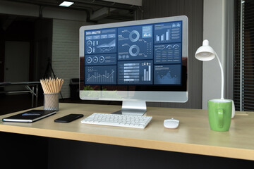 Business data dashboard provide business intelligence analytic for marketing strategy planning snugly with big data set to analyze customer demands and foreseeing business future