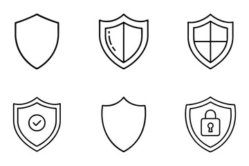 Shield outline silhouette icon set on white background