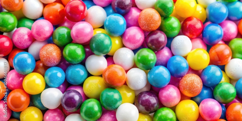 Poster A vibrant and playful collection of colorful gum balls, showcasing a dazzling array of hues and textures.