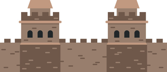 Ancient stone wall icon. Travel tourist landmark