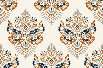 Ikat floral seamless pattern vector illustration 
