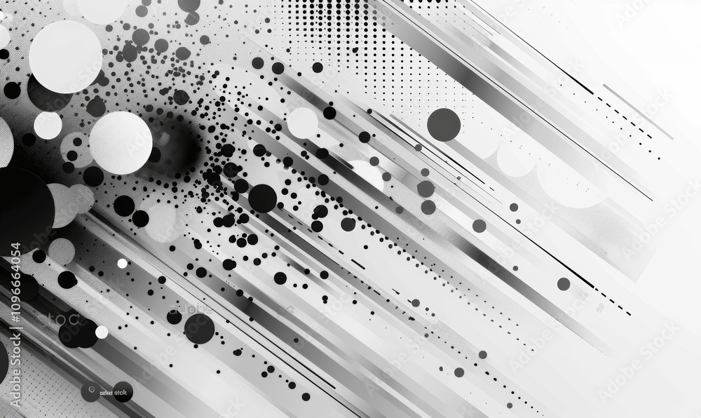 Poster modern white background with gray gradient, diagonal stripes and dots, minimalistic futuristic vecto