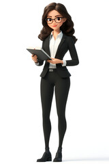 Business Woman Standing with Folder in Hand  
