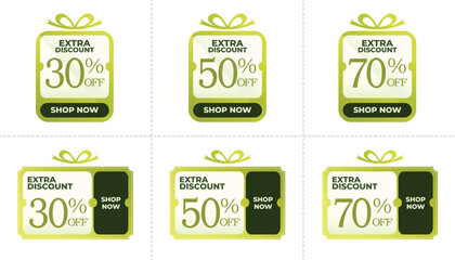 Obraz premium Discount Coupon Sale Label Icon Set, Special Offer, Big Sale, Extra Discount. Flat Design on White Background.
