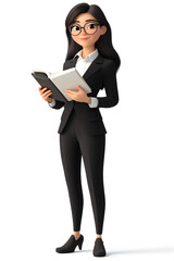 Business Woman Standing with Folder in Hand  
