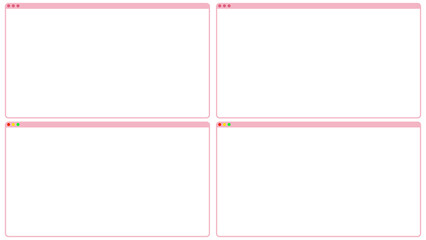PCウィンドウ タイプ5 ピンクUI セット (macOS風, iMac風カラー, PNG画像)