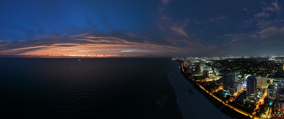Night and dusk aerial photos of Miami Beach, Florida – A Stunning Coastal Cityscape