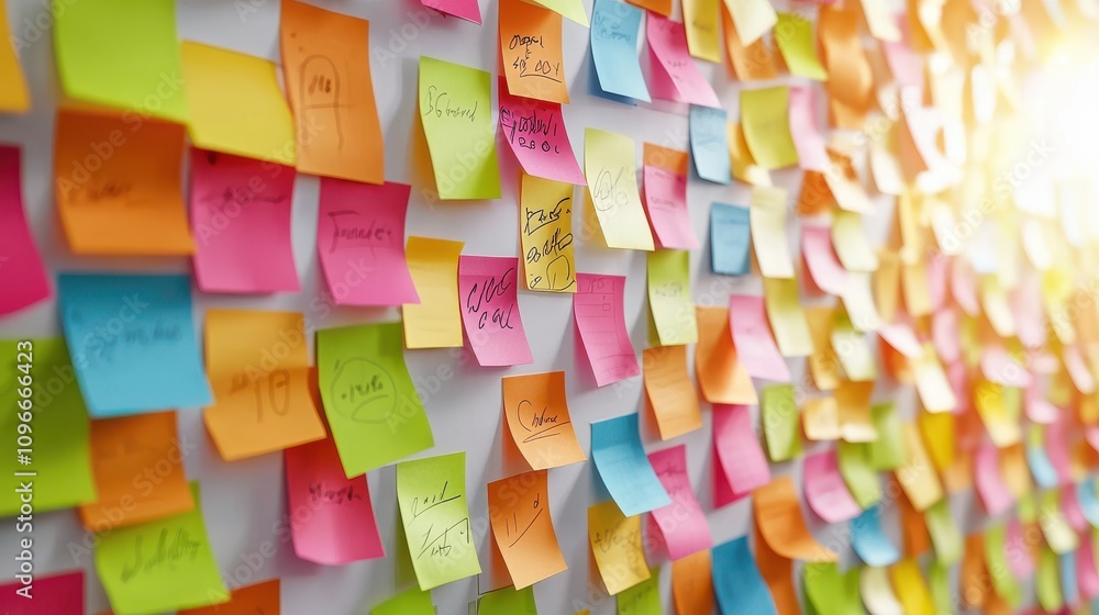Aufkleber colorful array of sticky notes on a wall showcase creativity and ideas
