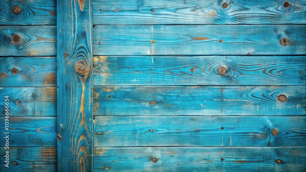 Poster textured blue wooden planks with visible grain and knots, ideal for rustic background or design elem