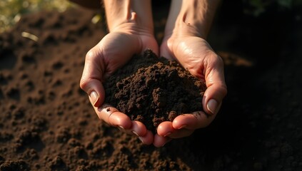 Hands holding rich soil symbolizing connection to nature on International Earth Day 