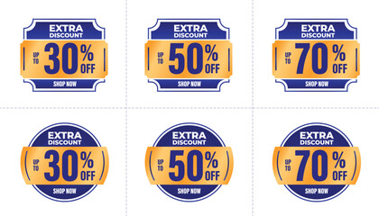 Discount Coupon Sale Label Icon Set, Special Offer, Big Sale, Extra Discount. Flat Design on White Background.