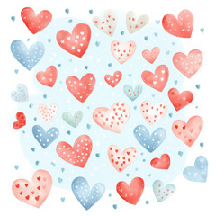 Rustic pastel colors hearts Valentines Day holiday pattern, craft romantic design