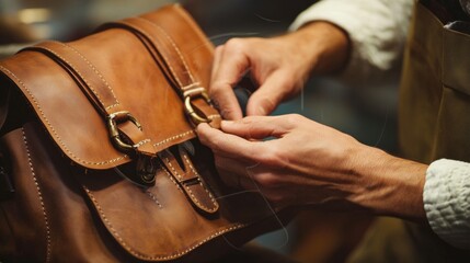 Artisans Hands Working with Natural Materials on Leather Goods