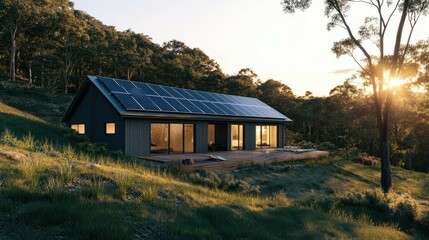 Obraz premium Harnessing renewable energy for rural homes in ecbd a sustainable living solution for a greener future