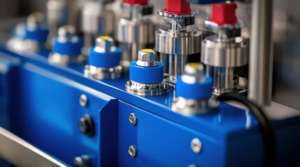 Vibrant Close-Up of Industrial Machine Control with IoT Sensors