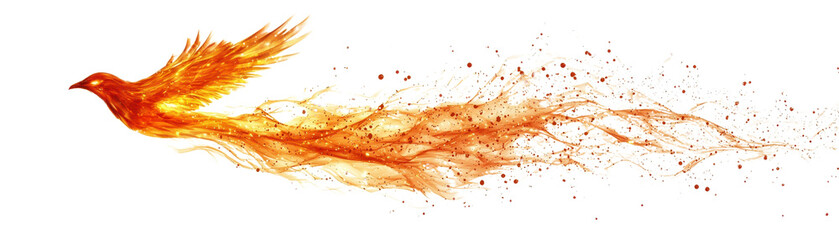 Vibrant Phoenix Bird Emerging from Flames, Symbolizing Rebirth, Transformation, and the Spirit of Renewal in Stunning Colors