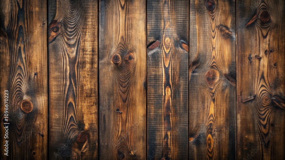 Poster rustic wooden planks with natural grain and burned marks for a warm and textured background