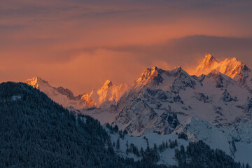 winter alpine sunset