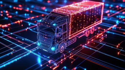 Innovative Logistics Solutions in Action with Bright Neon Truck