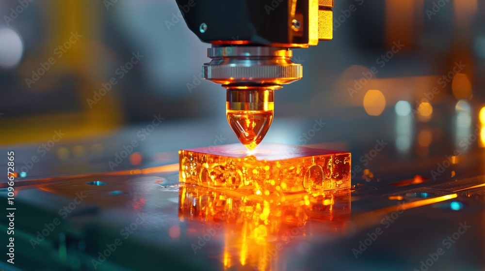 Poster detailed 3d printing process highlighting layers in action