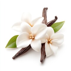 Vanilla Flower in Macro Shot Against White Background