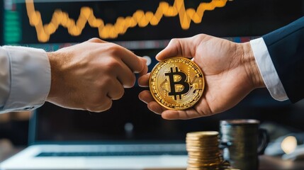 Crypto advisors collaborating on portfolio management, sharing ideas and enthusiasm