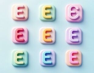 Naklejka premium 3D Colorful Letter E Icon Set - Vibrant and Modern Typography Design