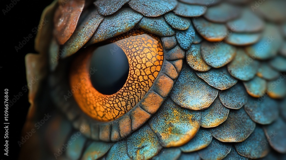 Poster mesmerizing macro shot showcasing the intricate textures and vibrant color contrast of a reptilian c