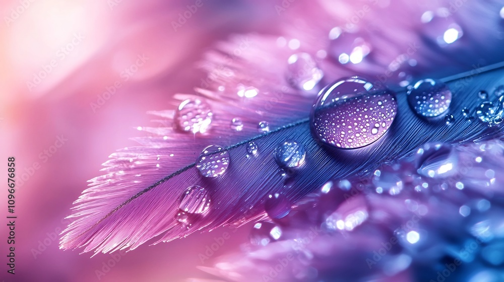 Poster soft close up macro image showcasing the delicate beauty of dewdrops in nature emphasizing their gen