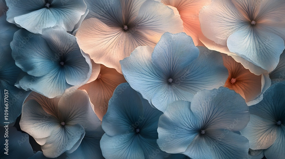 Aufkleber delicate patterned petals in a close up macro shot showcasing the fine details and soft pastel like 