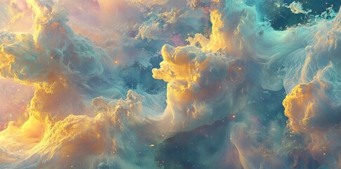 Spectacular views of colorful nebulae and interstellar clouds. Cosmos and Space Background for Wallpaper. AI generated image