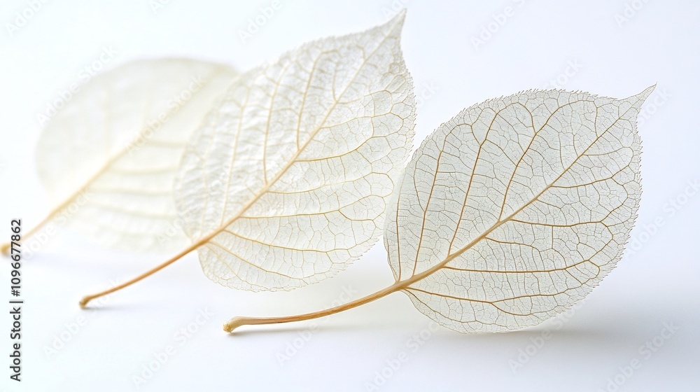 Poster macro photography of a delicate leaf showcasing the intricate patterns textures and soft tones found