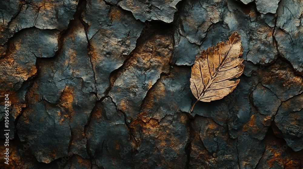 Poster detailed macro shot of a weathered autumn leaf showcasing intricate earthy textures and patterns in 