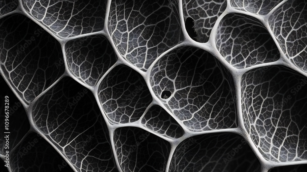 Poster macro close up of leaf patterns revealing the intricate textures and natural geometric forms found i