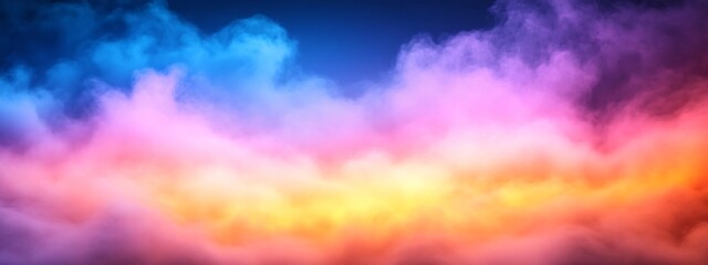 Obraz premium Ethereal Misty Dreamscape with Vibrant Colorful Gradient Clouds