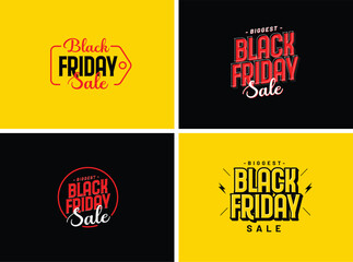 Black Friday Sale Offer Social Media Post Mnemonic Designs Vector Red Black Yellow Designs