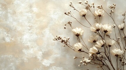 Elegant Dried Flower Display with Neutral Tones and Minimalist Aesthetic  Showcasing the natural beauty of organic floral shapes and textures against a clean soothing background