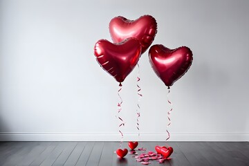 Floating Heart-Shaped Balloons in a Minimalistic Valentine’s Day Setting