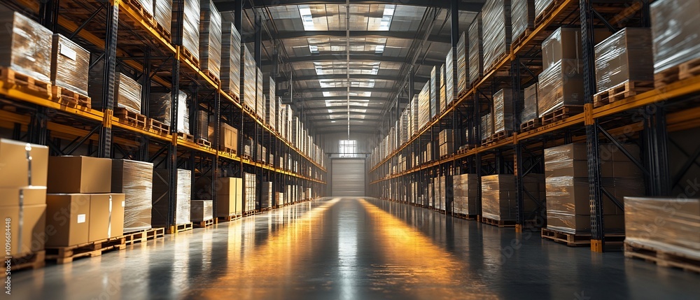 Poster efficient logistics facility showcasing seamless flow and optimized resource distribution for indust