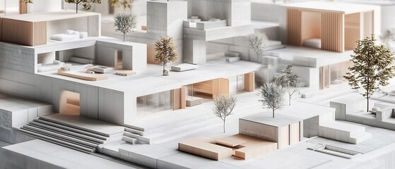 Scalable adaptable architectural designs with flexible layouts and customizable foundations to support modern urban development and infrastructure  Innovative 3D digital rendering showcasing modular