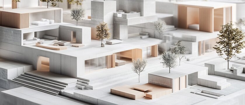 Scalable adaptable architectural designs with flexible layouts and customizable foundations to support modern urban development and infrastructure  Innovative 3D digital rendering showcasing modular