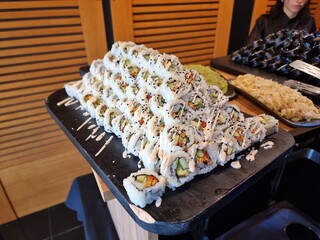 shushi and japanese chinese food in restaurant