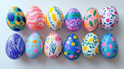 Fototapeta premium Hand-Painted Easter Eggs with Patterns
