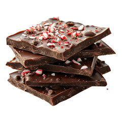 Yummy Chocolate Peppermint Bark Isolated On Transparent Background 