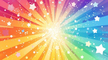 rainbow color light stars illustration poster background