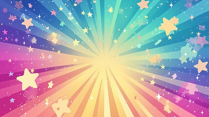 rainbow color light stars illustration poster background
