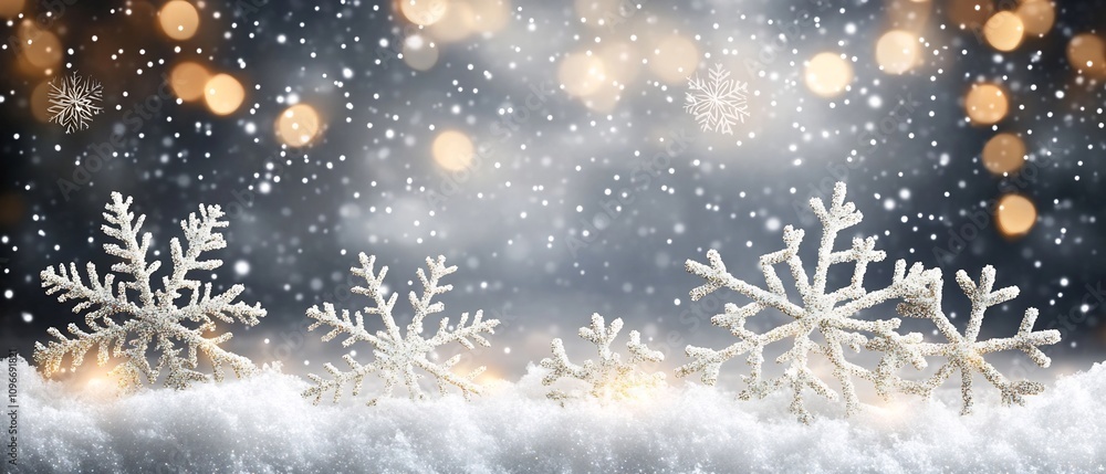 Poster exquisite winter background featuring a captivating display of shimmering snowflakes frosty decorati